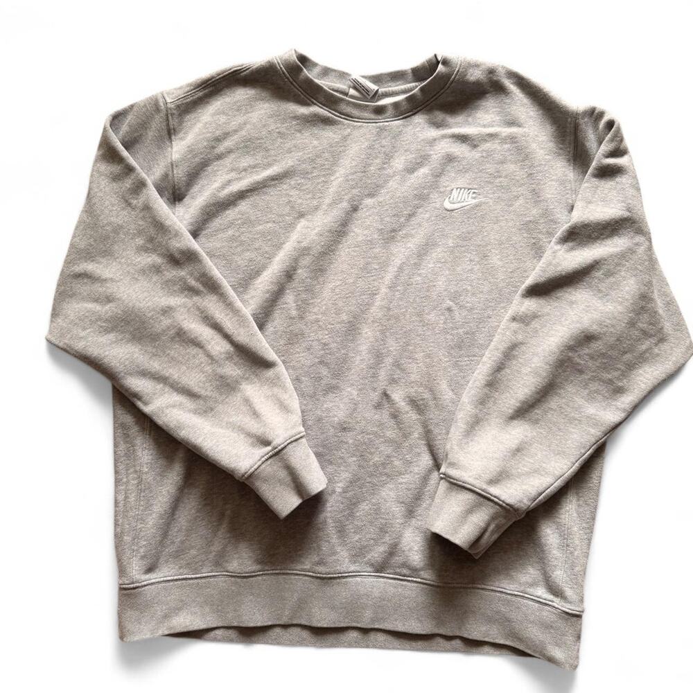 NIKE Gray Embroidered Logo Crewneck Sweatshirt
